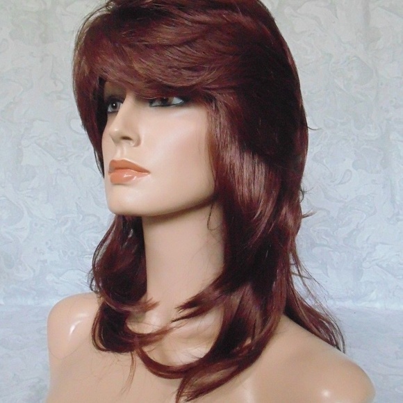Long Soft Fluffy Layered Auburn Full Synthetic Wig